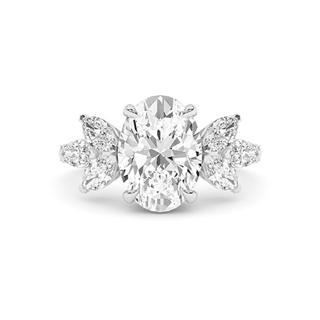 Oval Lab-Grown Diamond Ring 18K Gold - White Gold Down
