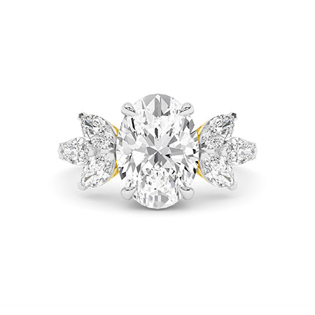 Oval Lab-Grown Diamond Ring 18K Gold - Yellow Gold Down