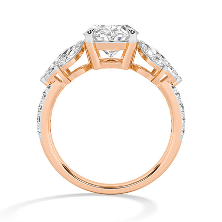 Oval Lab-Grown Diamond Ring 18K Gold - Rose Gold Front