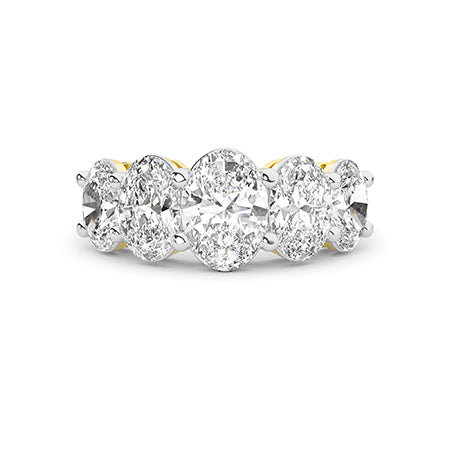 Bague en diamant LG ovale en or jaune - BH Diamond Center Anvers