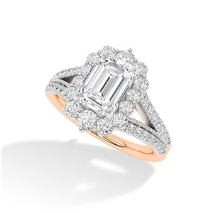 Smaragd LG diamanten ring in Roségoud - BH Diamond Center Antwerpen