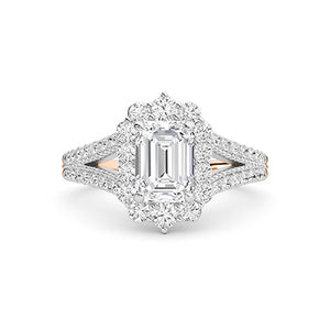 Smaragd LG diamanten ring in Roségoud - BH Diamond Center Antwerpen