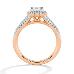 Smaragd LG diamanten ring in Roségoud - BH Diamond Center Antwerpen