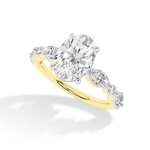 Oval Lab-Grown Diamond Ring 18K Gold - Yellow Gold 3D