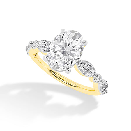 Oval Lab-Grown Diamond Ring 18K Gold - Yellow Gold 3D