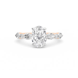 Oval Lab-Grown Diamond Ring 18K Gold - Rose Gold Down