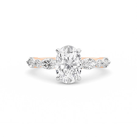 Oval Lab-Grown Diamond Ring 18K Gold - Rose Gold Down