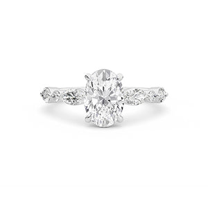 Oval Lab-Grown Diamond Ring 18K Gold - White Gold Down