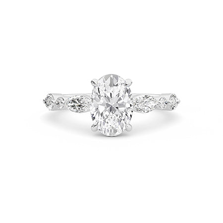 Oval Lab-Grown Diamond Ring 18K Gold - White Gold Down