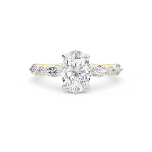 Oval Lab-Grown Diamond Ring 18K Gold - Yellow Gold Down