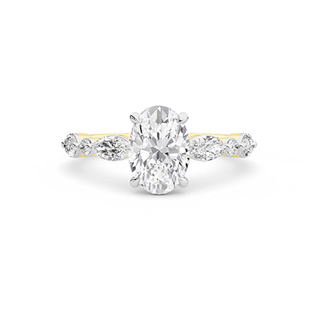 Bague en diamant LG ovale en or jaune - BH Diamond Center Anvers