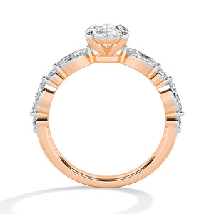 Oval Lab-Grown Diamond Ring 18K Gold - Rose Gold Front