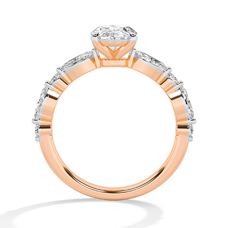 Oval Lab-Grown Diamond Ring 18K Gold - Rose Gold Front