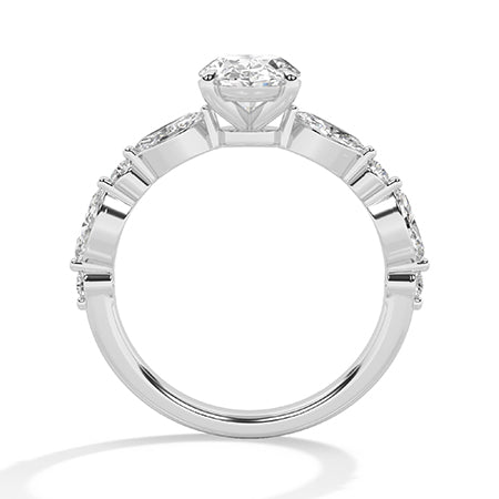 Oval Lab-Grown Diamond Ring 18K Gold - White Gold Front
