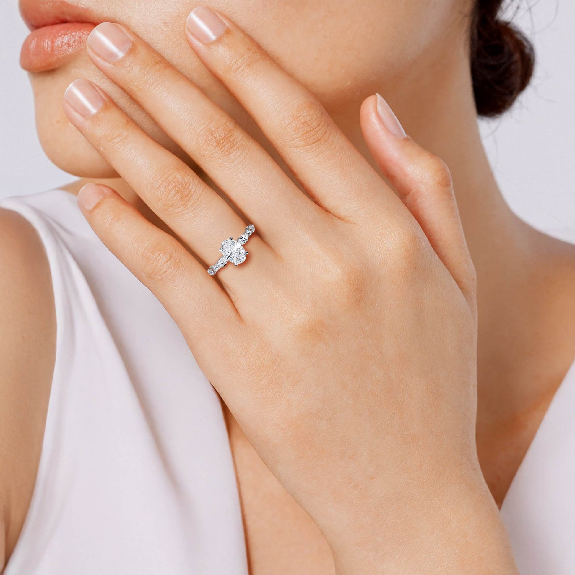 Bague en diamant LG ovale en or jaune - BH Diamond Center Anvers