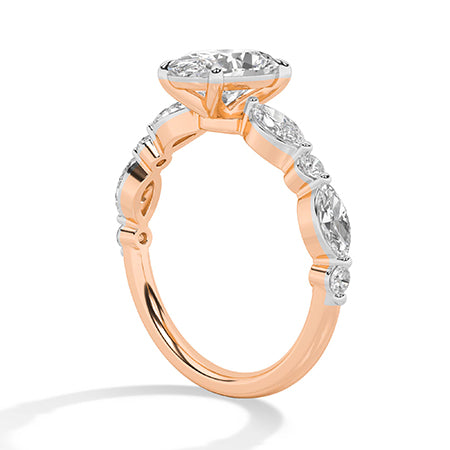Oval Lab-Grown Diamond Ring 18K Gold - Rose Gold Side
