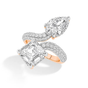 Asscher Lab-Grown Diamond Ring 18K Gold - Rose Gold 3D