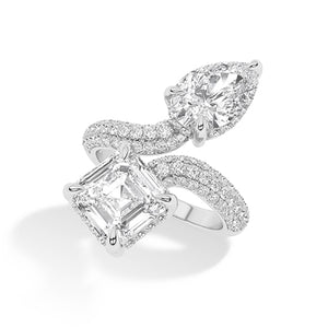 Asscher Lab-Grown Diamond Ring 18K Gold - White Gold 3D