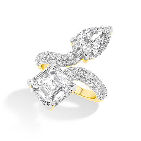 Asscher Lab-Grown Diamond Ring 18K Gold - Yellow Gold 3D