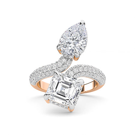 Bague en diamant LG Asscher en or rose - BH Diamond Center Anvers