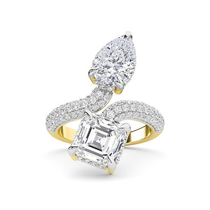 Asscher Lab-Grown Diamond Ring 18K Gold - Yellow Gold Down