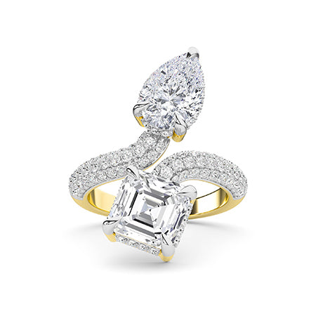 Asscher Lab-Grown Diamond Ring 18K Gold - Yellow Gold Down