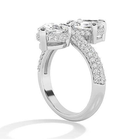 Asscher Lab-Grown Diamond Ring 18K Gold - White Gold Side