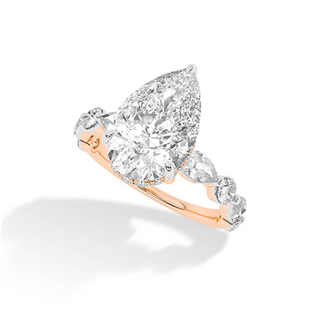 Pear LG Diamond Ring in Rose Gold - BH Diamond Center Antwerp