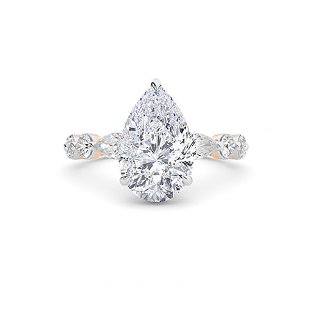 Pear LG Diamond Ring in Rose Gold - BH Diamond Center Antwerp