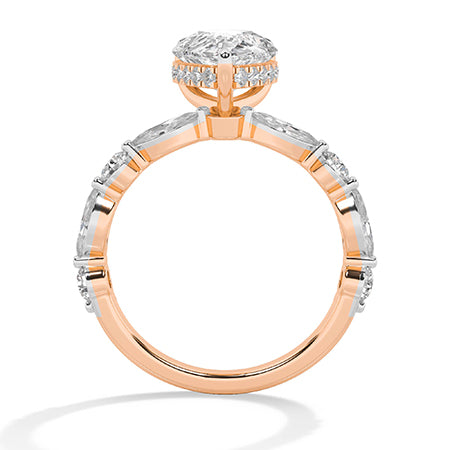 Pear LG Diamond Ring in Rose Gold - BH Diamond Center Antwerp