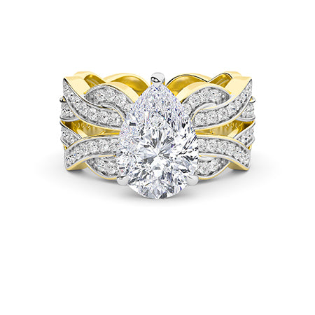 Bague en diamant LG poire en or jaune - BH Diamond Center Anvers