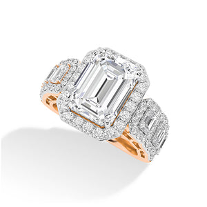 Bague en diamant LG radiant en or rose - BH Diamond Center Anvers