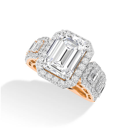 Bague en diamant LG radiant en or rose - BH Diamond Center Anvers