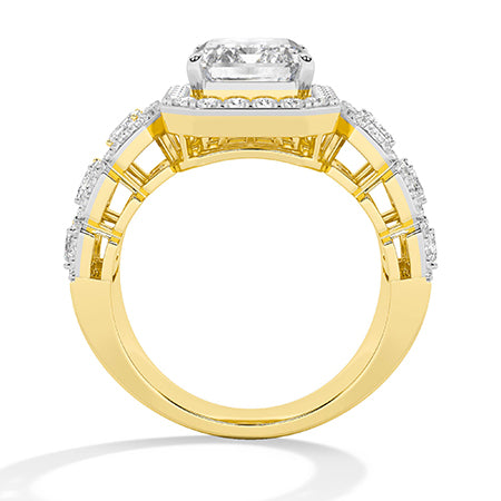 Bague en diamant LG radiant en or rose - BH Diamond Center Anvers