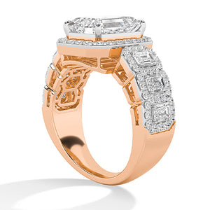 Bague en diamant LG radiant en or rose - BH Diamond Center Anvers