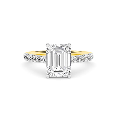 Emerald LG Diamond Ring in Yellow Gold - BH Diamond Center Antwerp