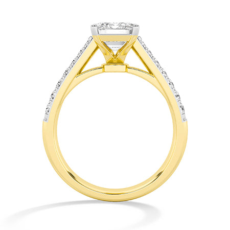 Emerald LG Diamond Ring in Yellow Gold - BH Diamond Center Antwerp