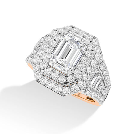 Bague en diamant LG émeraude en or blanc - BH Diamond Center Anvers