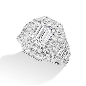Bague en diamant LG émeraude en or blanc - BH Diamond Center Anvers