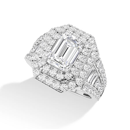 Bague en diamant LG émeraude en or blanc - BH Diamond Center Anvers
