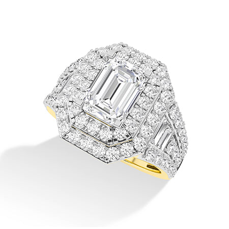 Bague en diamant LG émeraude en or blanc - BH Diamond Center Anvers