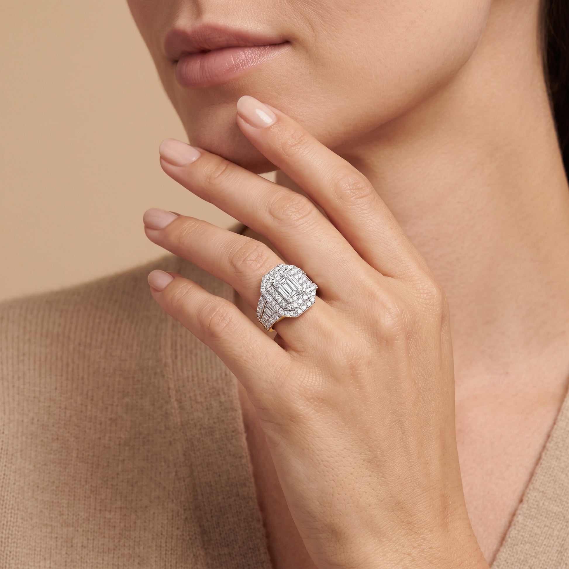 Bague diamant taille émeraude LG