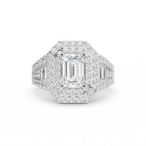 Bague en diamant LG émeraude en or blanc - BH Diamond Center Anvers