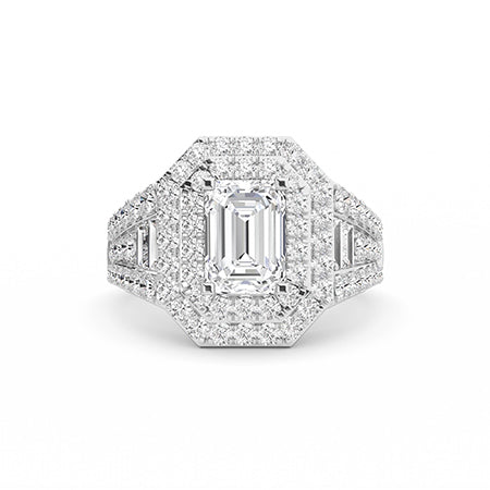 Bague en diamant LG émeraude en or blanc - BH Diamond Center Anvers