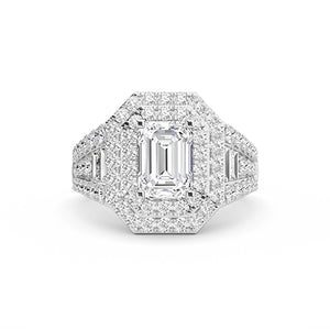 Bague en diamant LG émeraude en or blanc - BH Diamond Center Anvers