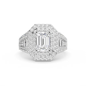 Bague en diamant LG émeraude en or blanc - BH Diamond Center Anvers