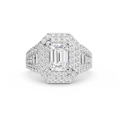 Bague en diamant LG émeraude en or blanc - BH Diamond Center Anvers