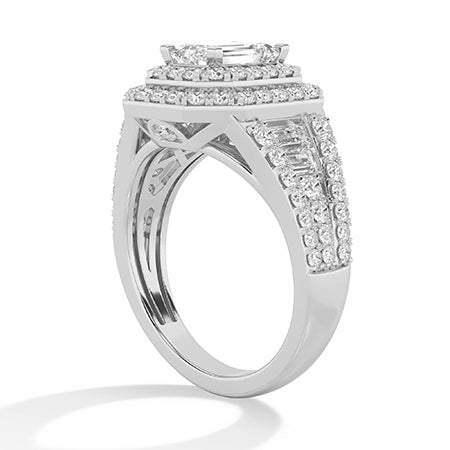 Bague en diamant LG émeraude en or blanc - BH Diamond Center Anvers