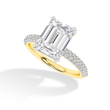Emerald LG Diamond Ring in Yellow Gold - BH Diamond Center Antwerp