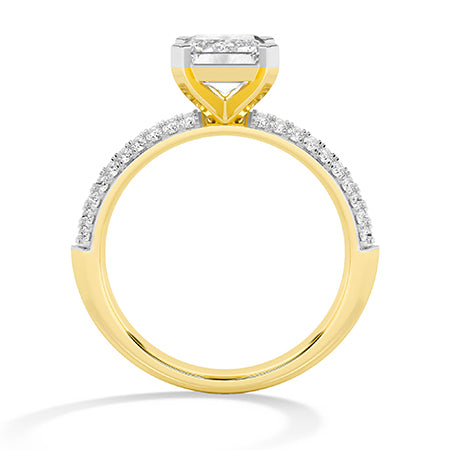 Emerald LG Diamond Ring in Yellow Gold - BH Diamond Center Antwerp